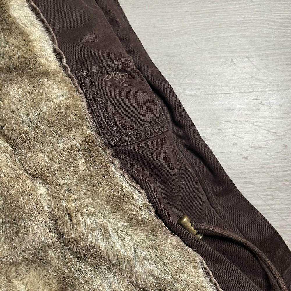 Vintage Y2K Abercrombie & Fitch Parka Jacket Faux Fur Hooded Lined Womens Size L - Picture 10 of 16